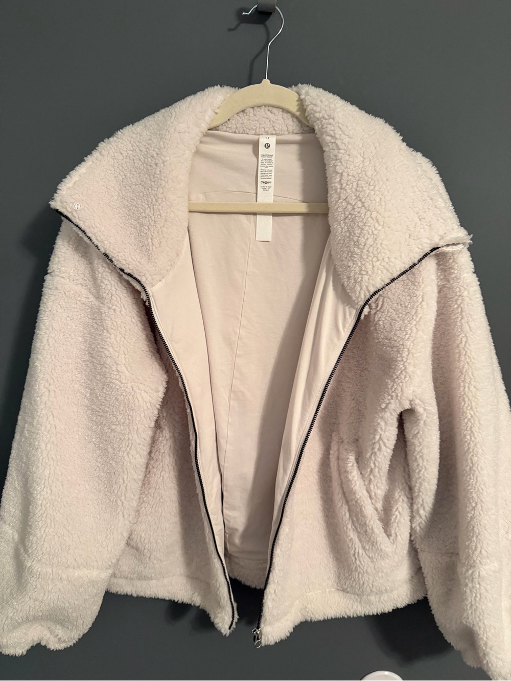 Lululemon Cinchable Fleece Zip-Up, a plush, high-pile textured teddy jacket